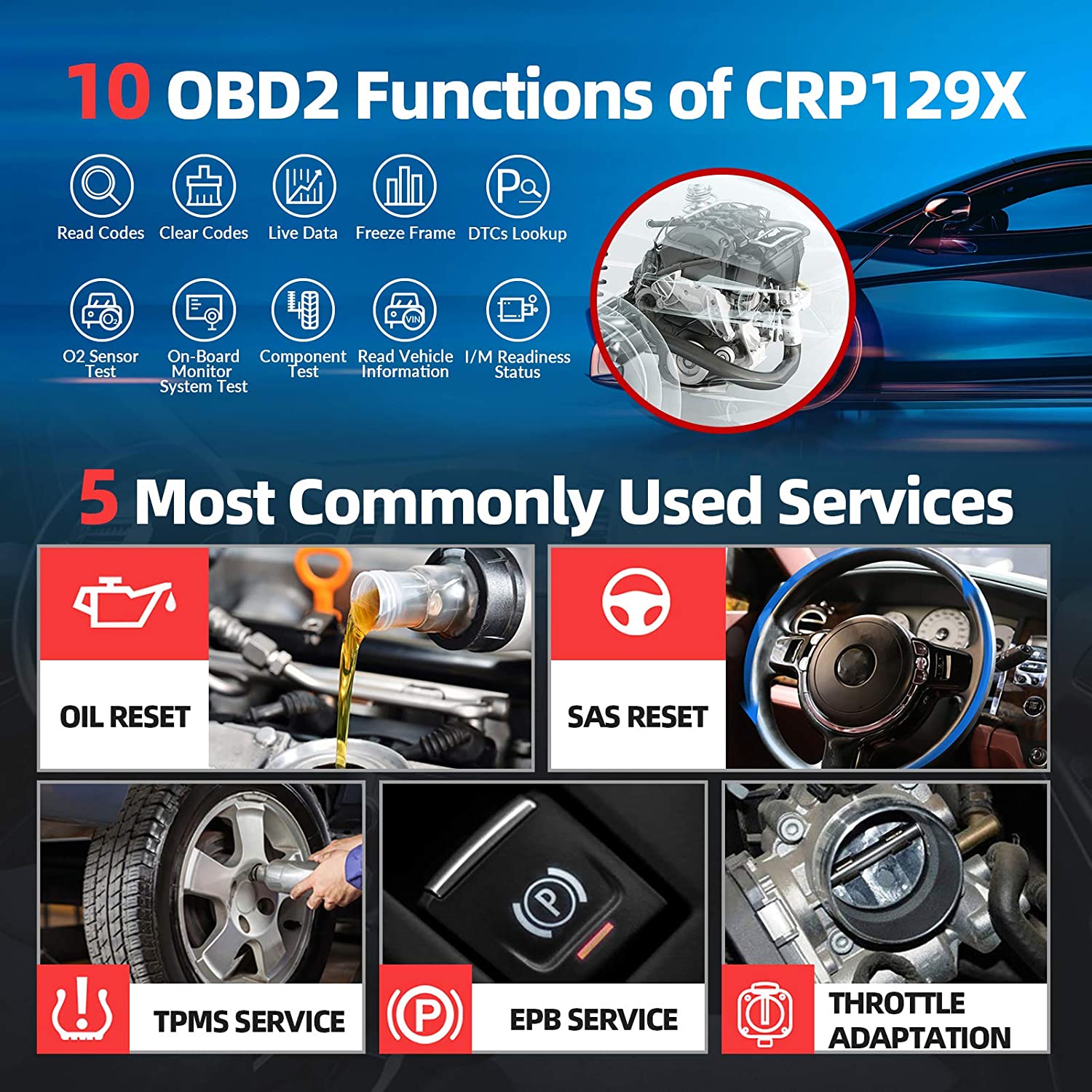 Launch CRP123X Elite 4 System Scanner Support SAS Calibration/Throttle  Reset/Oil Reset/Auto VIN