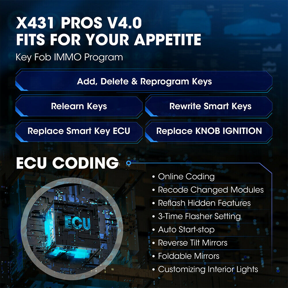 LAUNCH X431 PROS V 4.0 Bidirectional Key Coding OBD2 Scanner Car Diagn –